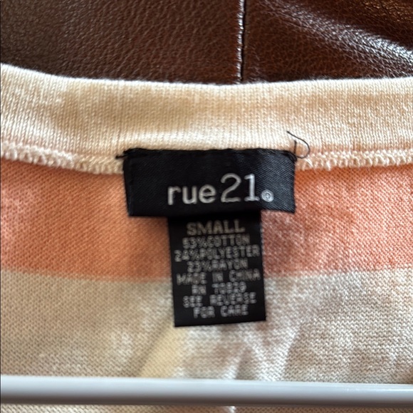 Rue21 V-Neck Sweater - Coral and Gray Stripes - Picture 3 of 3